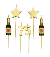 Kaarsjes 75 Jaar Champagne 17,5cm